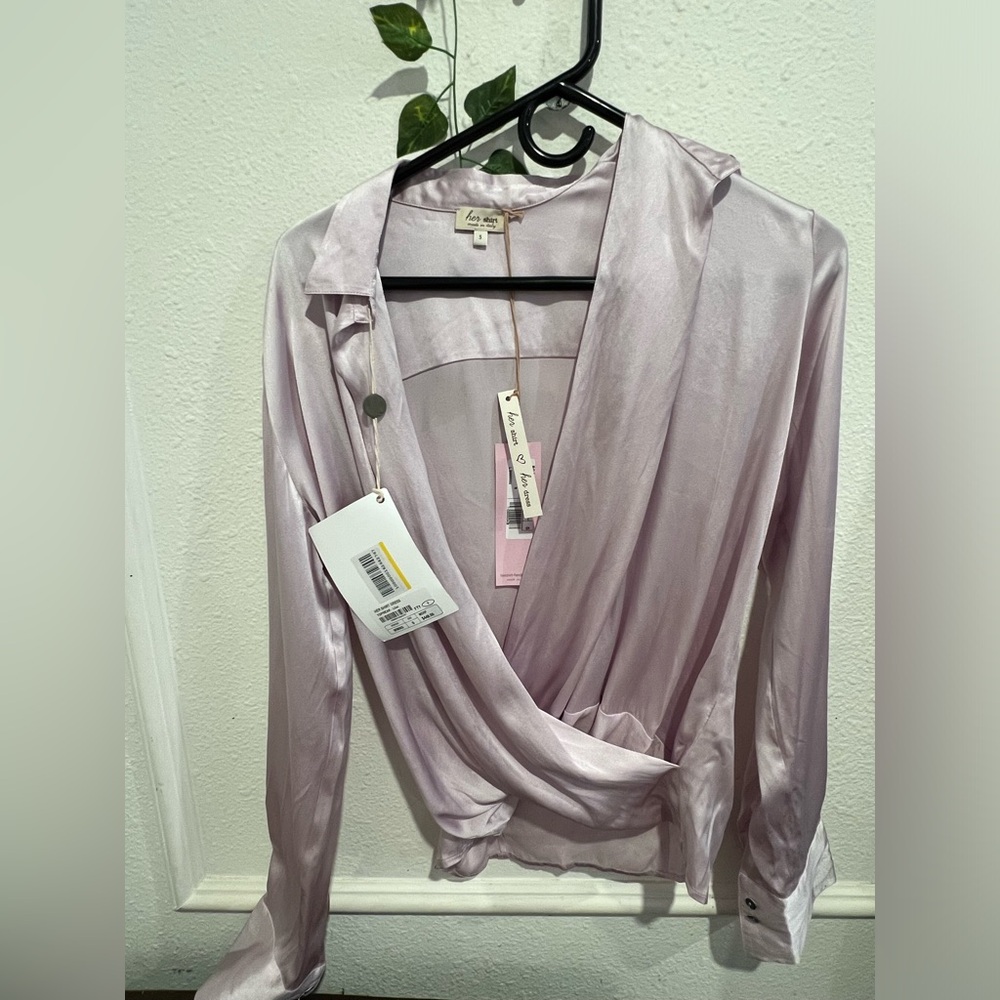 Her shirt silk top